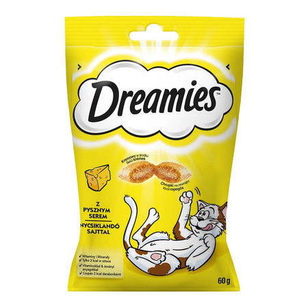 DREAMIES Variety Snack Box – karma uzupełniająca dla kotów (z kurczakiem, z serem i o smaku łososia) - 720g - 12x60