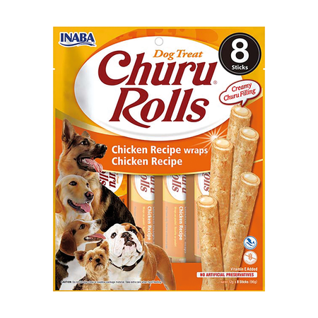 Inaba Dog Churu Rolls Chicken Wraps 8x96g Przysmak Dla Psa Z Kurczakiem