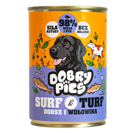 Dobry Pies Surf & Turf 24x400g Mokra Karma Dla Dorosłych Psów Mix 4 Smaków