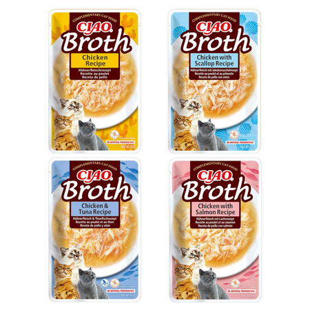 Inaba Cat Ciao Broth Stew Bisque 12x40g Uzupełniająca Karma Dla Kota Bulion Krem Mix Smaków