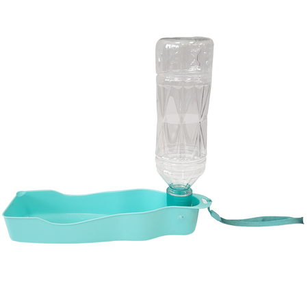 Butelka Przenośna Turystyczna na Spacer z Poidełkiem Miską dla Psa Turkusowa 450ml