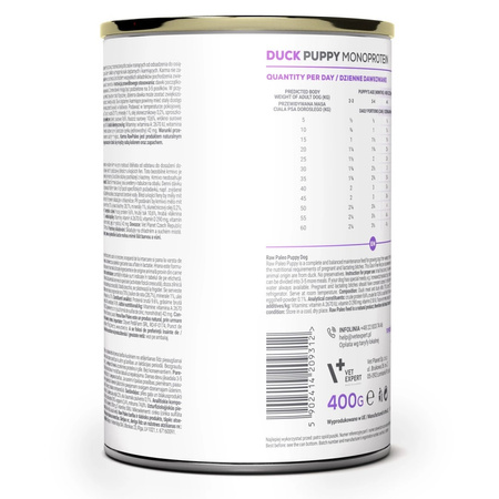 Raw Paleo Kaczka Mokra Karma Dla Psa Puppy Monoprotein 400g