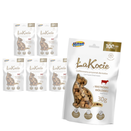 Hilton ŁaKocie 6x30g Liofilizowany Naturalny Przysmak Dla Kota z Wątróbki Wołowej