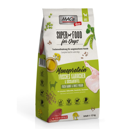 MAC's Dog Sucha Karma Monoproteinowa Z Królikiem 12kg Dla Psów Skłonnych Do Alergii
