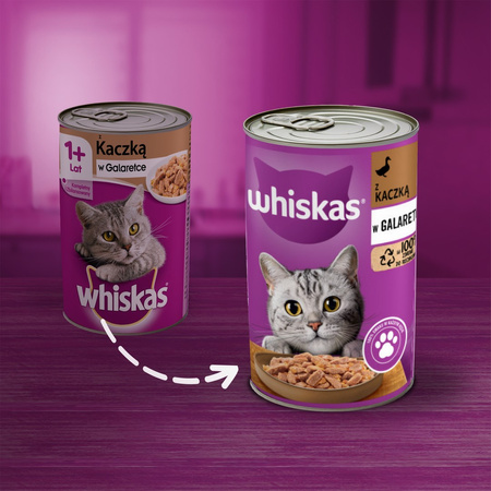 WHISKAS Adult puszka 6x 400g KACZKA mokra karma w galaretce dla dorosłych kotów