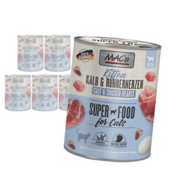 MAC's Kitten 6x800g Bezzbożowa Mokra Karma Dla Kociąt Cielęcina Serca Drobiowe
