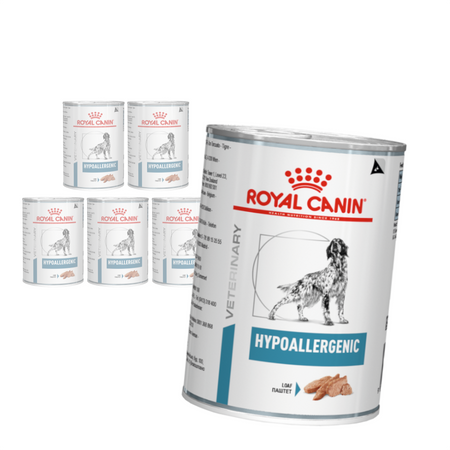 Royal Canin Veterinary VHN Dog Hypoallergenic 6x400g Mokra Karma Pasztet Dla Psów z Nietolerancją Pokarmową + GRATIS Przysmak 230g