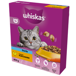 Whiskas Sterile 800g Sucha Karma Dla Dorosłych Kotów Po Zabiegu Kastracji Z Kurczakiem