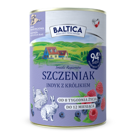Baltica 12x400g Bezzbożowa Mokra Karma Dla Szczeniąt Mix 2 Smaków