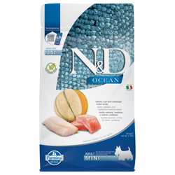 Farmina N&D Dog Ocean Adult Mini 800g Sucha Karma Dla Dorosłych Psów Małych Ras Z Łososiem Dorszem I Melonem
