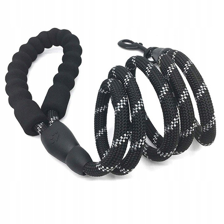 CZARNA MOCNA SMYCZ 3m DLA DUŻYCH SILNYCH PSÓW PSA ODBLASKOWA