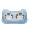 Podwójna miska metalowa z podstawką dla psa i kota 2x 0.15L Niebieska