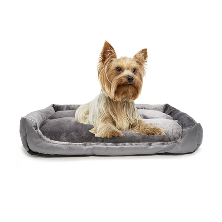 Legowisko prostokątne dla psa i kota XS 54x42cm SZARE z wyjmowaną poduszką 47x35cm