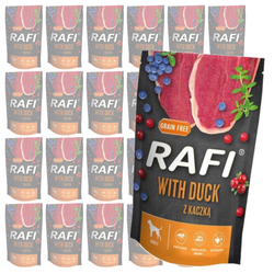 Rafi 24x500g Bezzbożowa Mokra Karma Dla Dorosłych Psów Z Kaczką Żurawiną I Borówką