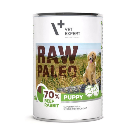 VetExpert RAW PALEO Puppy Beef Rabbit 24x400g karma mokra z wołowiną i królikiem dla szczeniąt