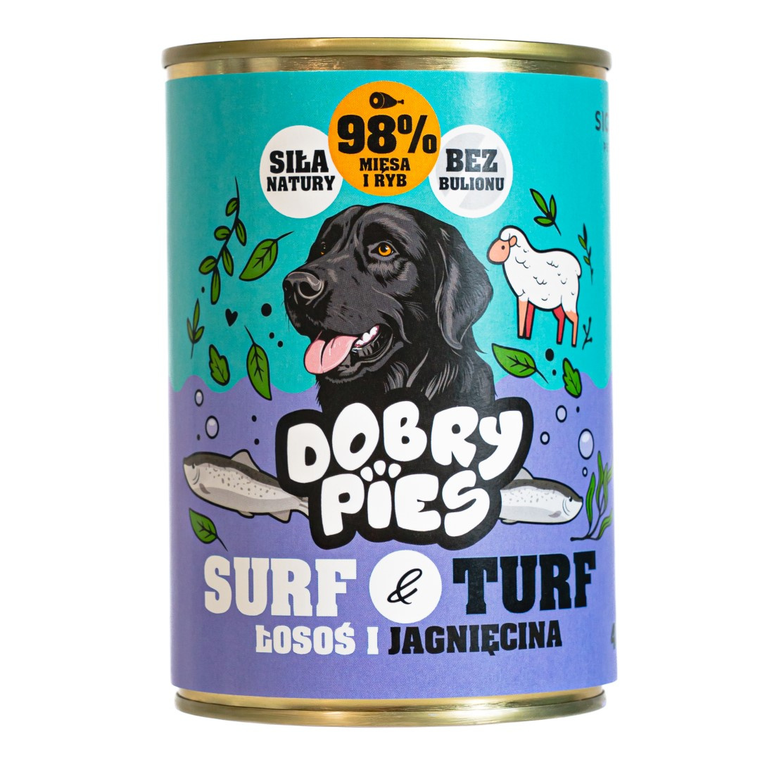 Dobry Pies Surf & Turf Mokra Karma Dla Dorosłych Psów Z Łososiem I Jagnięciną