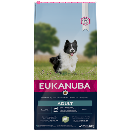 EUKANUBA Adult z Jagnięciną i Ryżem 12kg Sucha Karma Dla Dorosłych Psów Małych i Średnich Ras