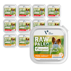 Raw Paleo Pate Mini Adult Mix Tacka 12x150g Mokra Karma Dla Psów Małych Ras z Wołowiną i Indykiem