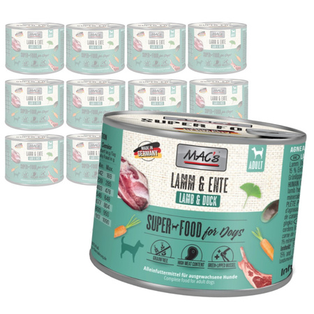 MAC's Dog Bezzbożowa Mokra Karma z Jagnięciną i Kaczką 12x200g Dla Psa Na Stawy i Krążenie