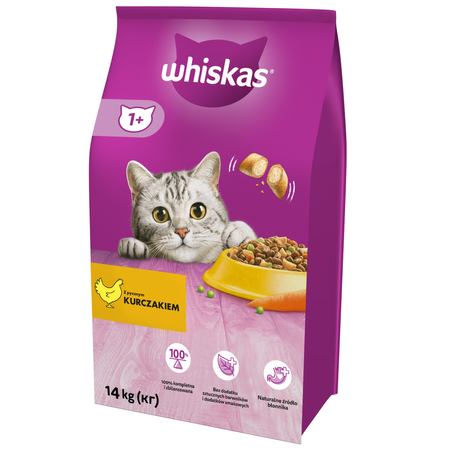 Whiskas Adult Sucha Karma Dla Kota Z Kurczakiem I Warzywami 14kg + Dreamies Zestaw Prezentowy