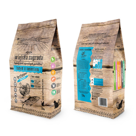 Wiejska Zagroda Indyk z Łososiem 1,6kg - Karma Sucha dla Kotów