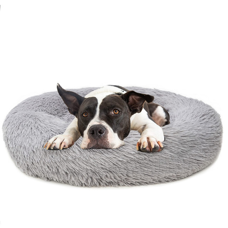 Legowisko Dla Psa I Kota Pluszowe 2XL 100cm Ciepłe Jasnoszare