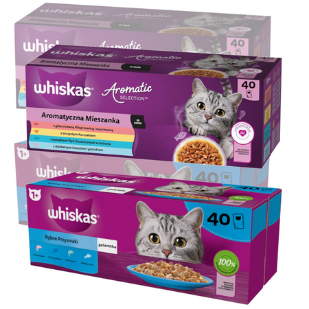 Whiskas Adult 160x85g Mokra Karma Dla Kota Aromatyczna Mieszanka + Rybne Przysmaki