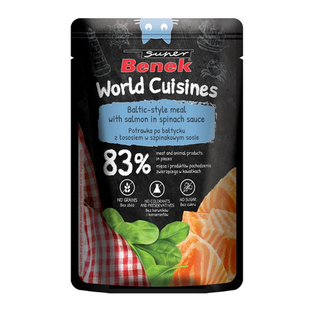 Super Benek World Cuisines 6x100g Mokra Karma Dla Kota Potrawka po Bałtycku z Łososiem w Szpinakowym Sosie