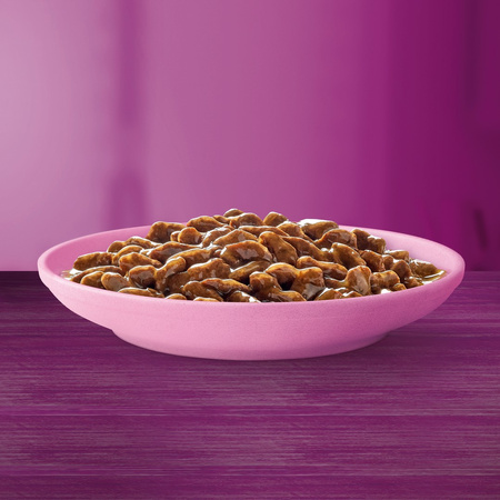 WHISKAS Junior Saszetki 4 x 85g Klasyczne Posiłki Mokra Karma Dla Kociąt w Sosie Kawałki z Wołowiną i z Kurczakiem