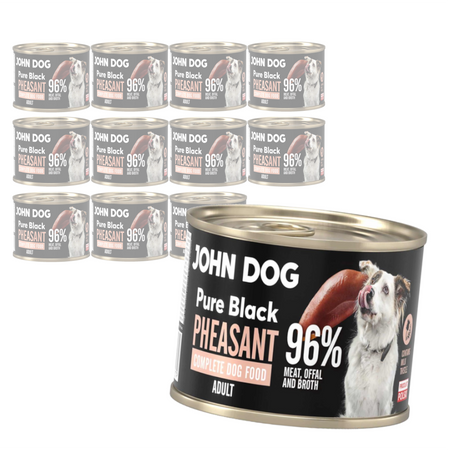 John Dog Pure Black Pheasant Adult 12x200g Mokra Karma Dla Psa Z Bażantem