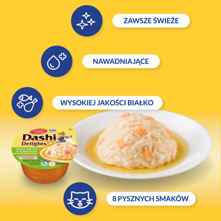 Inaba Cat Dashi Delights 12x70g Uzupełniająca Karma Dla Kota w Bulionie Mix Smaków
