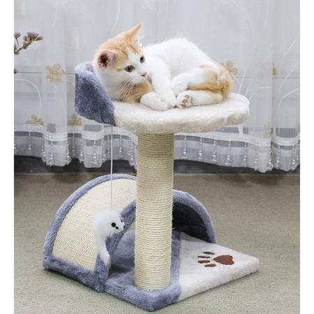 Drapak Stojący Dla Kota Wieża z Myszką Pluszowy Szary