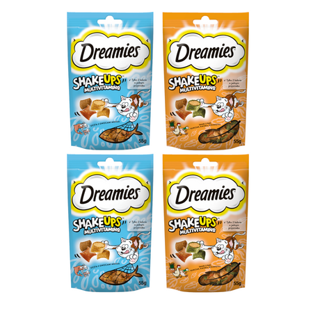 Dreamies Shake Ups Multivitamins 4x55g Przysmak Dla Kota Mix Smaków Kurczak Owoce Morza 