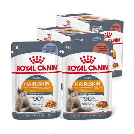 Royal Canin Hair & Skin w Sosie i Galaretce 24x85g Mokra Karma Dla Kotów Dorosłych Zdrowa Skóra Piękna Sierść