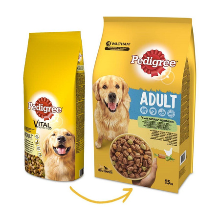 Pedigree Adult Sucha Karma Dla Psów Z Kurczakiem I Warzywami 15kg