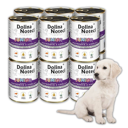 Dolina Noteci Premium Junior 12x400g Mokra Karma Dla Psa Bogata w Wątróbkę z Królika