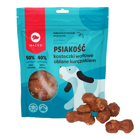 Maced Przysmak Dla Psa Psiakość Kosteczki Wołowe Oblane Kurczakiem 500g