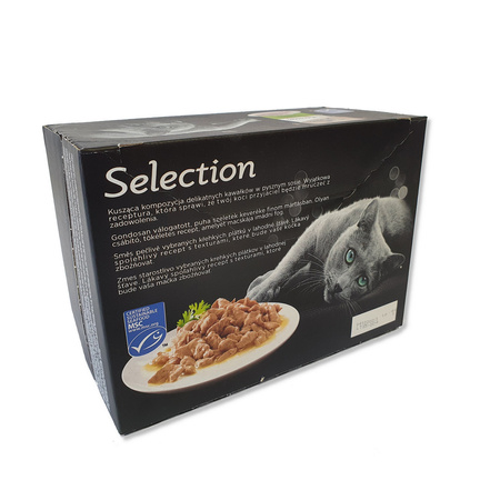 Sheba Saszetka Mix Smaków Mokra Karma Dla Kota Łosoś, Białą ryba, Kurczak, Wołowina 12x85g