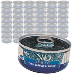 Farmina N&D Cat Ocean Tuna Sardine Shrimps 48x70g Mokra Karma Dla Kota Tuńczyk Sardynka Krewetka