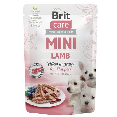Brit Care Mini Pouch Puppy Jagnięcina w Sosie 85g Mokra Karma Dla Szczeniąt Ras Małych i Miniaturowych