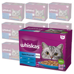 Whiskas Adult 96x85g Rybne Przysmaki Mokra Karma Dla Dorosłych Kotów 4 Smaki W Galaretce