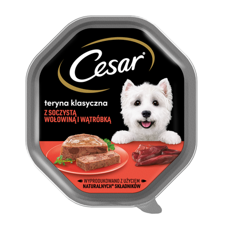 14x150g Cesar Tacka Mokra Karma Dla Dorosłych Psów Teryna Z Soczystą Wołowiną I Wątróbką