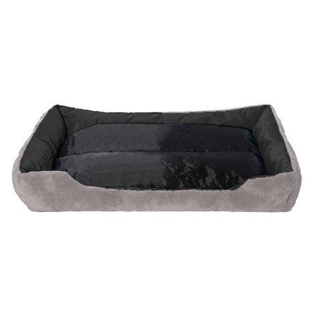 Legowisko Dla Psa 2XL - 95x72 cm Czarno-Szare Pluszowe Prostokątne