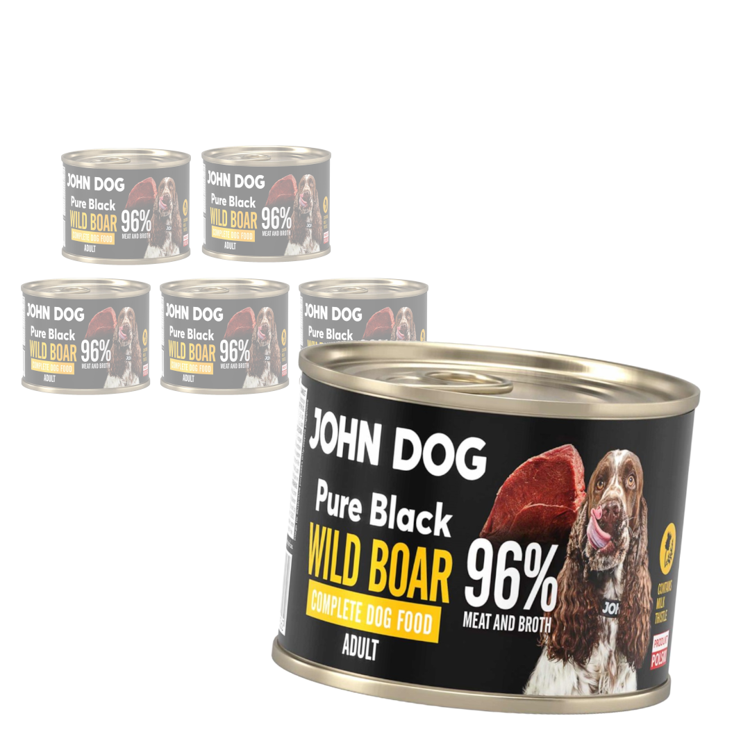John Dog Pure Black Wild Boar Adult 6x200g Mokra Karma Dla Psa Z Dzikiem