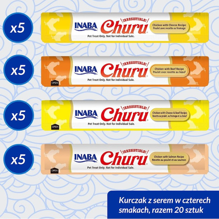 Inaba Cat Churu 20x14g (280g) Kremowy Przysmak Dla Kota Pasta Mix Z Kurczakiem I Wołowiną