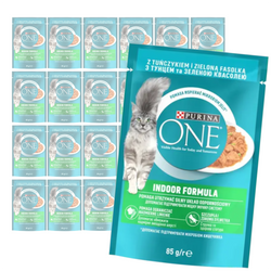 Purina One Indoor Formula 24x85g Mokra Karma Dla Kota Z Tuńczykiem I Zielona Fasolką