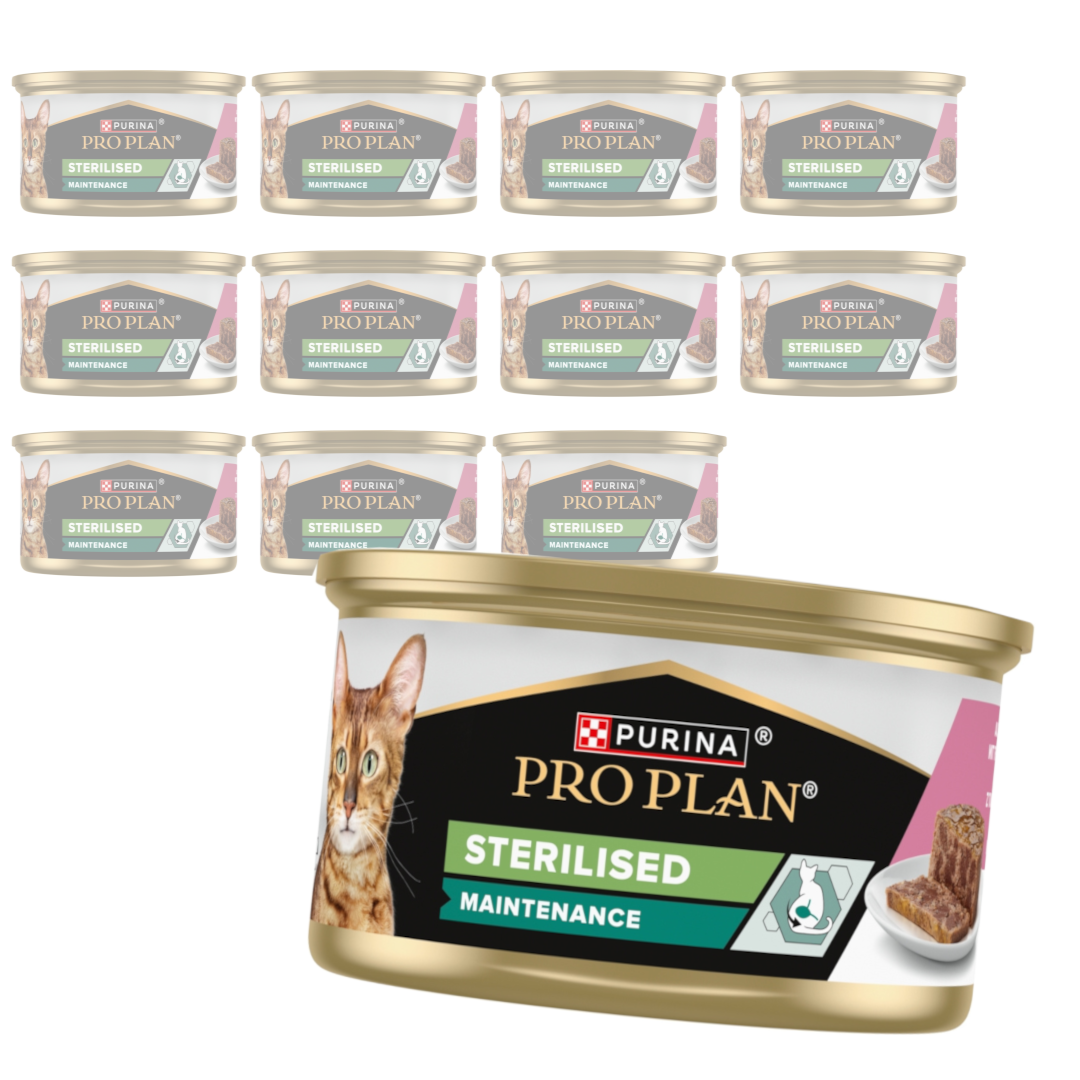 Pro Plan Sterilised Wilgotny pasztet z Łososiem i Tuńczykiem.