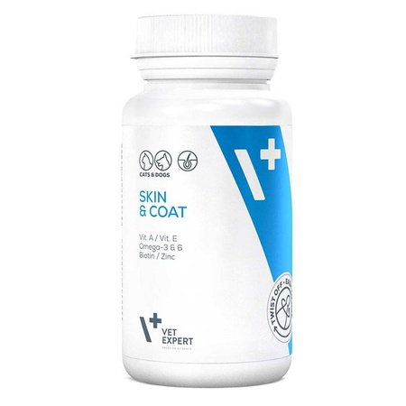 Suplementy dla psa i kota VetExpert Skin & Coat SKÓRA I SIERŚĆ 30 kapsułek