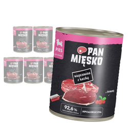 Pan Mięsko 6x800g Hipoalergiczna Mokra Karma Dla Szczeniąt Wieprzowina Z Kaczką