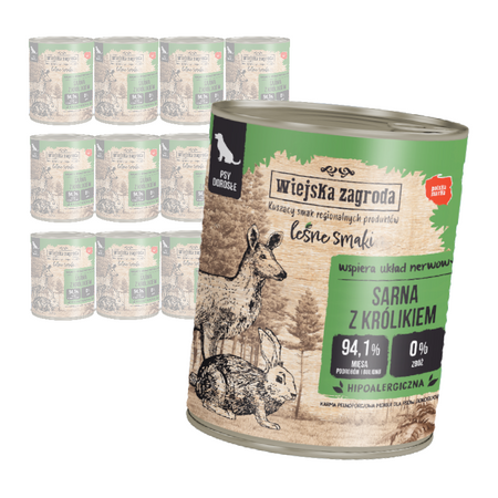 Wiejska Zagroda Leśne Smaki Karma Mokra Dla Dorosłego Psa Sarna Z Królikiem 12x800g